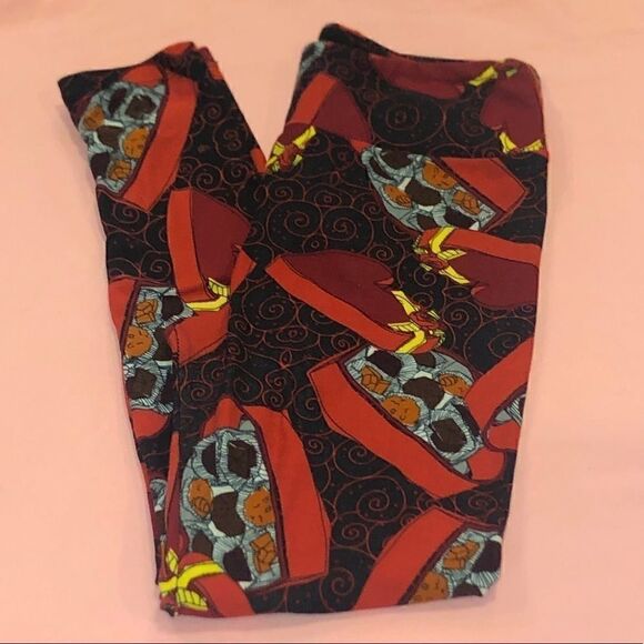 LuLaRoe OS One Size Valentine Chocolate Leggings - Picture 1 of 2